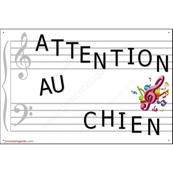 Musique, Plaque Portail Attention au Chien, pancarte, affiche panneau Musicien