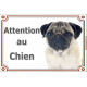 Carlin Tête, plaque portail "Attention au Chien" pancarte entrée, panneau photo race