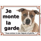 Amstaff Fauve et Blanc Tête, plaque portail "Je Monte la Garde risques périls" pancarte panneau photo pancarte attention chien 