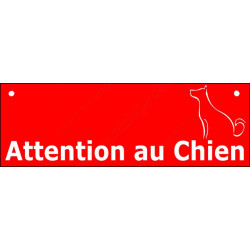 Plaque Portail 2 tailles Attention au Chien Barre Rouge, pancarte panneau