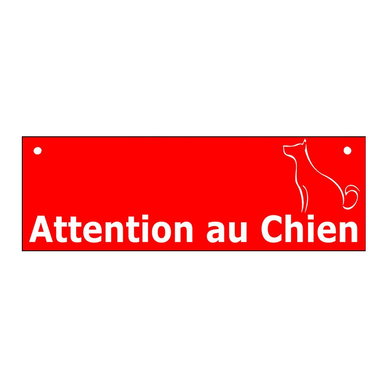 Plaque Portail 2 tailles Attention au Chien Barre Rouge, pancarte panneau
