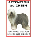 Bobtail, plaque portail "Attention au Chien" 24 cm ECO