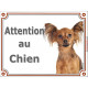 Plaque portail 2 tailles LUXE Attention au Chien, Russkiy Toy fauve marron Tête, pancarte panneau petit chien russe