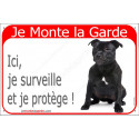 Staffie noir, plaque rouge "Je Monte la Garde" 24 cm RED