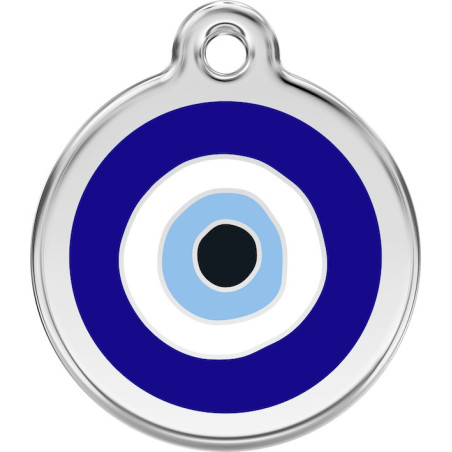 Médaille identité Bijou oeil bleu pour Chiens et Chats, avec gravure, anneau