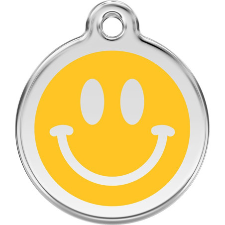 Médaille identité Smiley sourire jaune pour Chiens et Chats