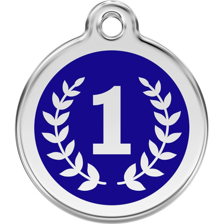 Médaille identité Champion N°1 bleu pour Chiens et Chats