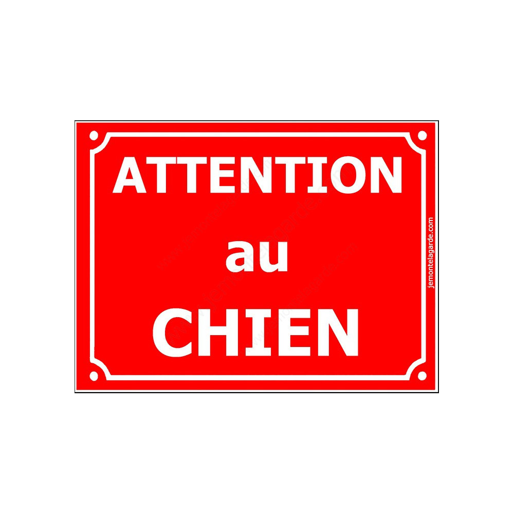 Attention au Chien, Plaque de Rue Rouge panneau affiche portail