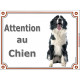 Border Collie sympa Assis, Plaque portail "Attention au Chien" panneau photo affiche pancarte