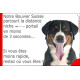 Plaque humour, parcourt distance Niche - Portail moins de 3 secondes, Bouvier Suisse tête Tête pancarte attention au chien