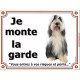 Bearded Collie Assis, Plaque portail Je Monte la Garde, panneau pancarte, risques périls attention au chien