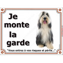 Bearded Collie, plaque portail "Je Monte la Garde" 3 tailles LUX D