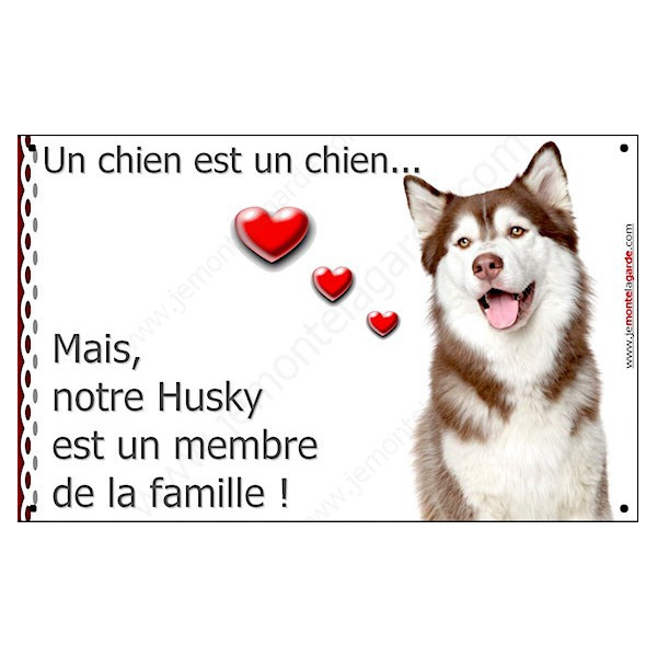 Husky Marron, Plaque Portail un chien est un chien, membre de la famille, pancarte, affiche panneau