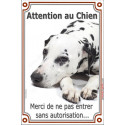 Dalmatien Couché, plaque verticale "Attention au Chien" 24 cm LUXE B