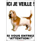 Basset Griffon Vendéen, plaque portail verticale "Ici je veille, attention au chien" pancarte affiche panneau, photo