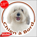 Coton Tuléar, sticker voiture "Chien à Bord" 15 cm