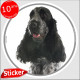 Cocker Anglais Spaniel bleu, sticker autocollant rond "photo" Disque photo intérieur ou Extérieur, adhésif voiture vitre