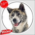 Akita Inu bringé, sticker autocollant rond "photo" 15 cm intérieur/Extérieur