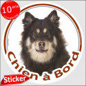 Suomenlapinkoira, sticker voiture rond "Chien à Bord" 15 cm