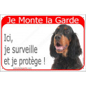 Setter Gordon, plaque portail rouge "Je Monte la Garde" 24 cm RED