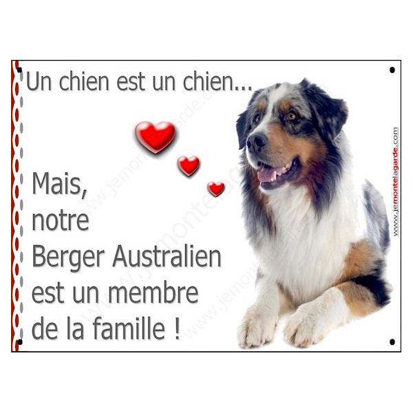 Berger Australien Bleu Merle, Plaque Portail un chien est un chien, membre de la famille, pancarte, affiche panneau