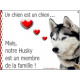 Husky Gris Tête, Plaque Portail un chien est membre de la famille panneau pancarte affiche coeur photo