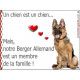 Berger Allemand Poils courts Assis, Plaque "un chien est un membre de la famille" pancarte photo affiche panneau idée cadeau