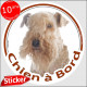 Lakeland Terrier Tête, sticker autocollant rond "Chien à Bord" Disque photo adhésif vitre voiture photo