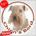 Lakeland Terrier, sticker rond "Chien à Bord" 15 cm
