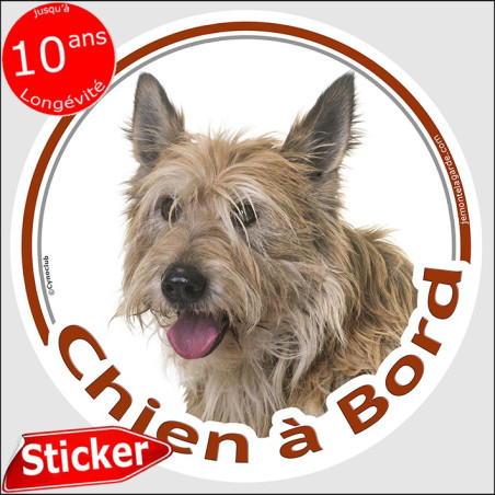 Berger Picard, sticker rond "Chien à Bord" disque autocollant adhésif voiture photo picardie, résiste pluie soleil gel, idée cad