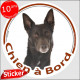 Kelpie Australien, sticker autocollant rond "Chien à Bord" 15 cm, adhésif photo chien voiture