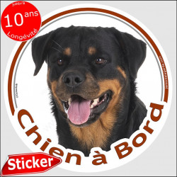 Rottweiler, sticker autocollant rond "Chien à Bord" Disque adhésif voiture rott photo