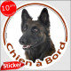 Berger Belge Tervuren lignée travail, sticker autocollant rond "Chien à Bord" 15 cm, adhésif voiture souche Tervuren