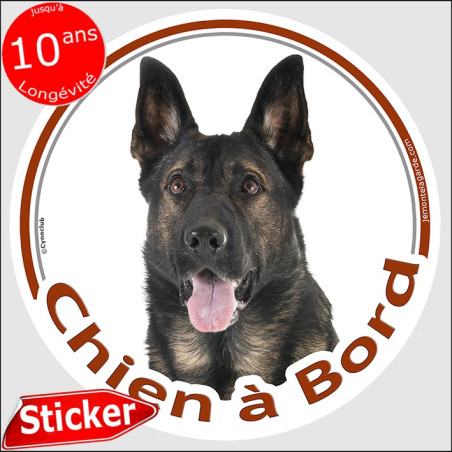 Berger Allemand gris poils courts, sticker autocollant rond "Chien à Bord" Disque adhésif voiture photo, résiste pluie soleil ge