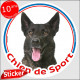 Berger Hollandais bringé Tête, sticker rond "Chien de Sport" intérieur/Extérieur, autocollant adhesif agility photo