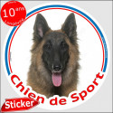 Tervueren, sticker rond "Chien de Sport" 15 cm, intérieur/Extérieur