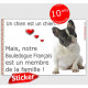 Bouledogue français caille assis, sticker autocollant "Love" 16 x 11 cm, intérieur/Extérieur, Bulldog noir et blanc photo chien