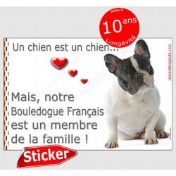 Bouledogue français caille assis, sticker autocollant "Love" 16 x 11 cm, intérieur/Extérieur