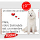 Samoyède assis, sticker autocollant "Love" 16 x 11 cm, intérieur/Extérieur adhésif voiture photo chien