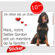 Setter Gordon assis, panneau sticker autocollant "Love, membre famille" intérieur/Extérieur idée cadeau adhésif noir et feu phot