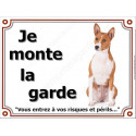 Basenji, plaque portail "Je Monte la Garde" 3 tailles LUX D