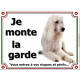 Caniche Blanc Couché, Plaque portail Je Monte la Garde, panneau affiche pancarte, risques périls attention au chien