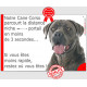 Cane Corso bleu, plaque humour "parcourt distance Niche - Portail" pancarte panneau marrant gris attention au chien