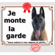 Berger Belge Malinois Tête, Plaque portail Je Monte la Garde, panneau affiche pancarte, risques périls attention au chien