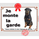 Rottweiler Assis, Plaque portail Je Monte la Garde, panneau affiche pancarte, risques périls Rotweiler