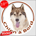 Husky, sticker voiture rond "Chien à Bord" 15 cm