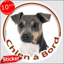 Terrier Brésilien, sticker rond "Chien à Bord" 15 cm