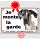 Plaque portail, photo Dogue Allemand Arlequin "Je Monte la Garde risques périls" pancarte Attention au Chien Danois panneau