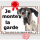 Plaque portail, photo Dogue Allemand Arlequin "Je Monte la Garde risques périls" pancarte Attention au Chien Danois panneau