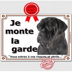 Cane Corso noir Tête, plaque "Je Monte la Garde" 2 tailles LUX D